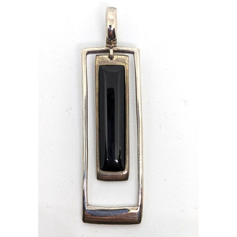 Pendant Sterling Silver and Black Onyx Marked SX 925 Thailand